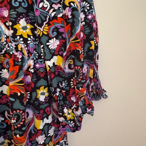 LOFT Floral Paisley Button Front Dress Women’s Medium Petite Boho Viscose - Picture 4 of 6